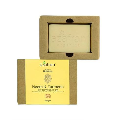 Azafran Active Botanicals Neem & Turmeric Skin Clearing Bath Bar